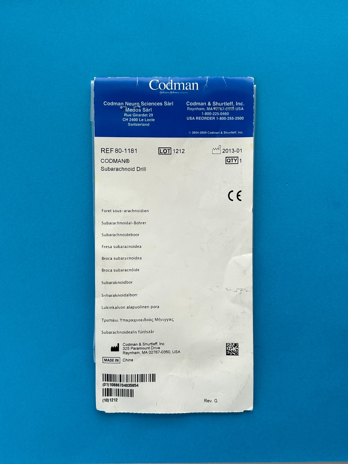 Codman Subarachnoid Attachment, 80-1181
