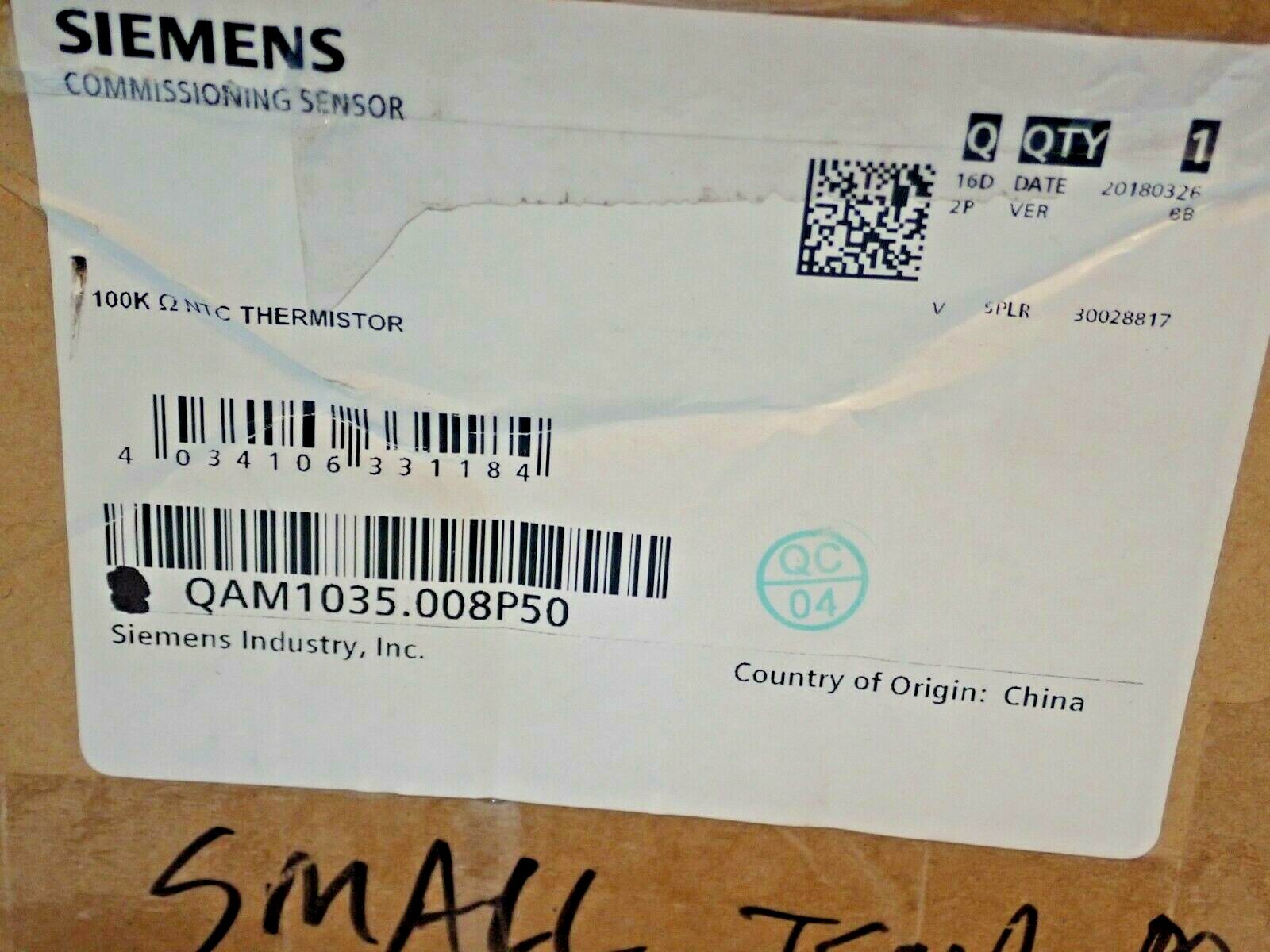 Siemens QAM1035.008P50 100k NTC Thermistor Duct Temperature Sensor Lot of 2