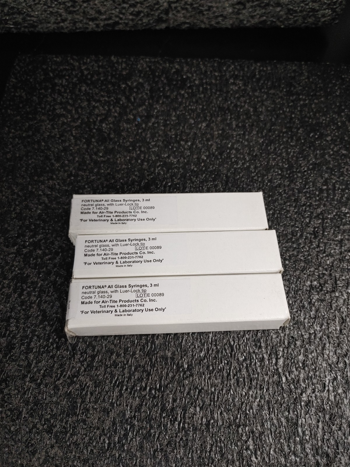 Lot of 3 FORTUNA 7.140-29 3ml Neutral Glass w Luer Lock Tip All Glass Syringes
