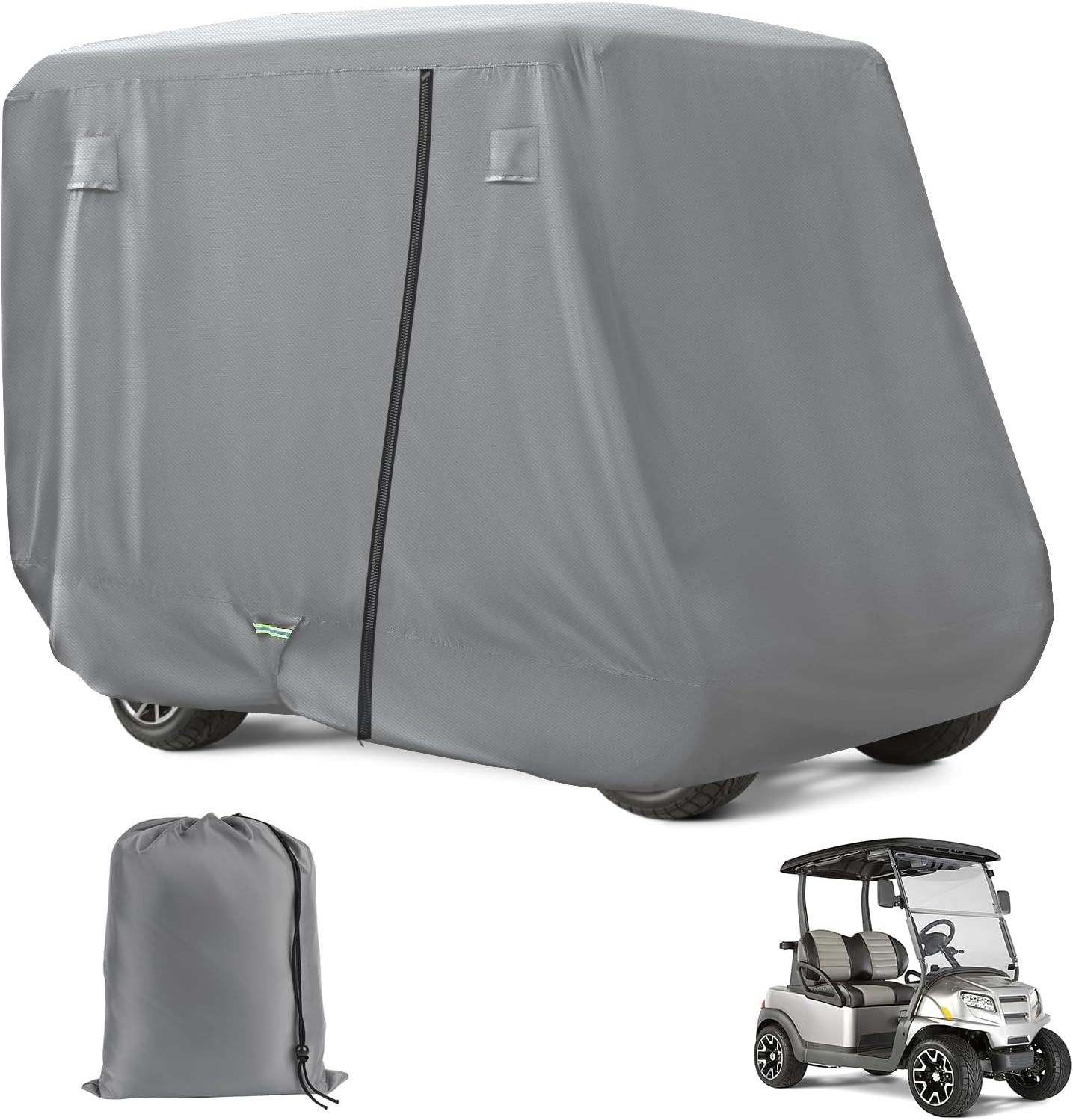 2/4 Passenger Golf Cart Cover for Club Car, EZGO,Yamaha Model, 420D PU Gray