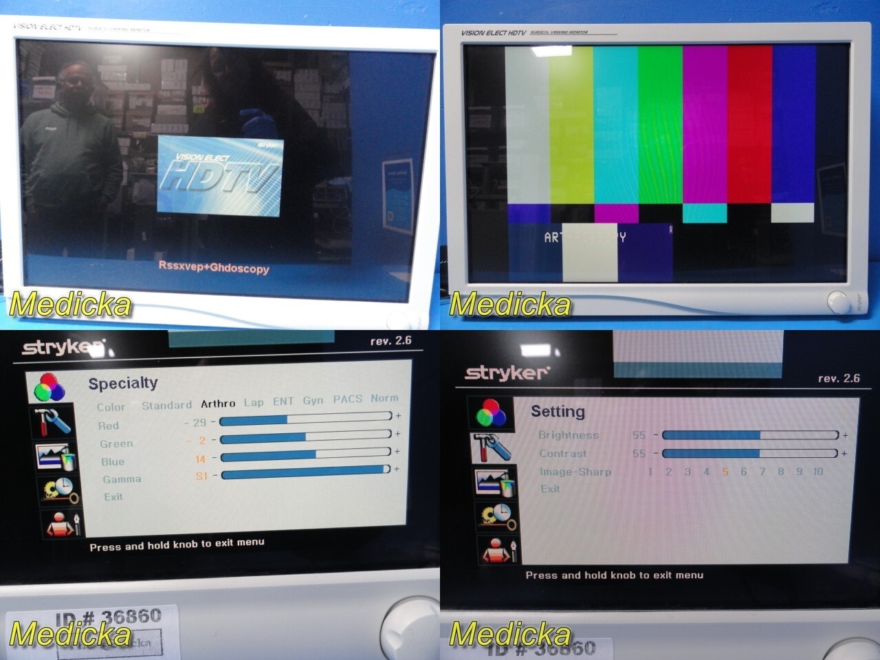 2012 Stryker 26" Vision Elect HDTV Surgical Monitor Ref 240-030-960 W/ PSU~36860