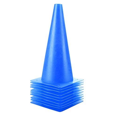 12 Inch Traffic Training Sports Cones, [10 Pack] Blue Safety Cones, Soccer Ba...