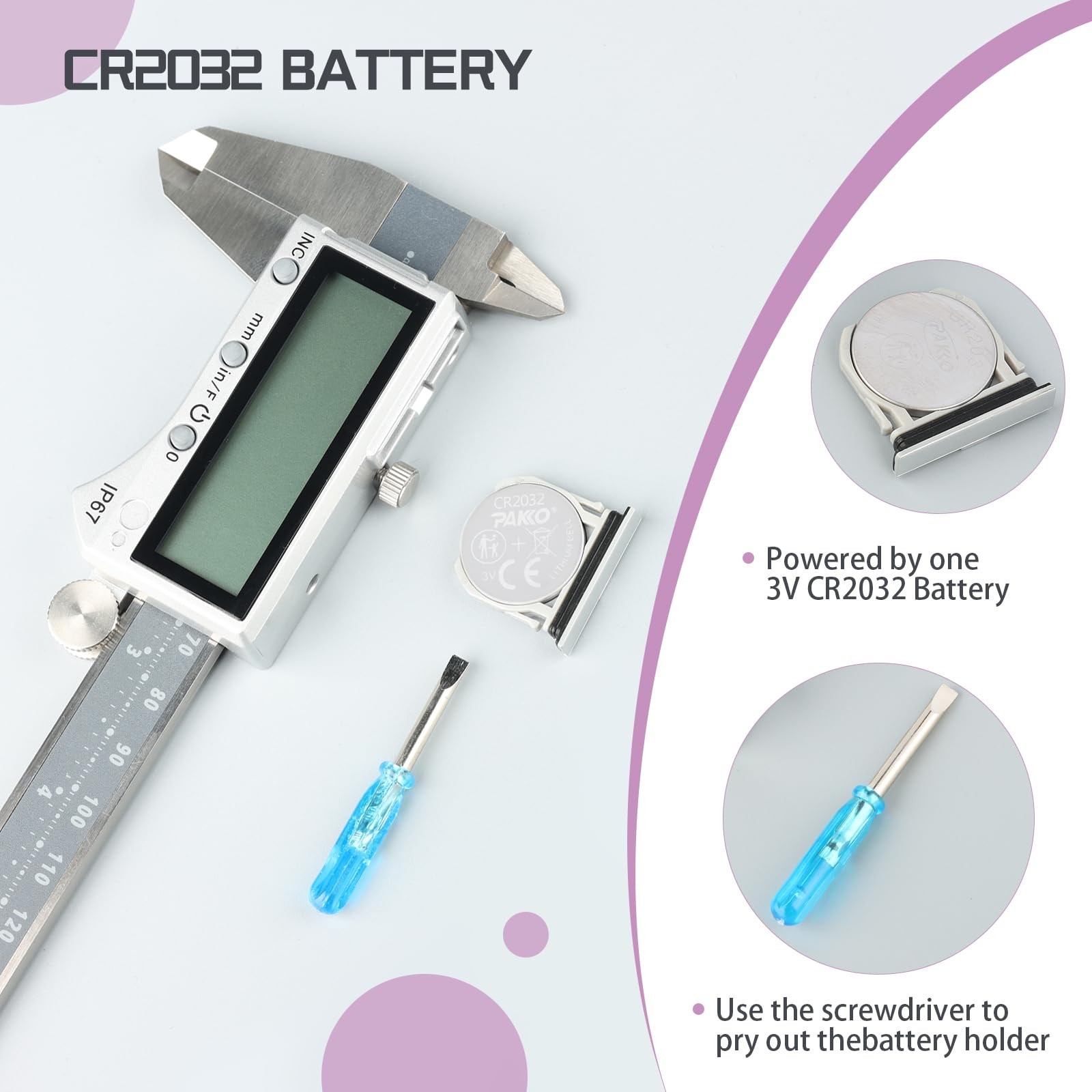 IP67 Grade Digital Caliper, DCPR-0605 0-6 Inch/150mm, Inch/Metric/Fractions