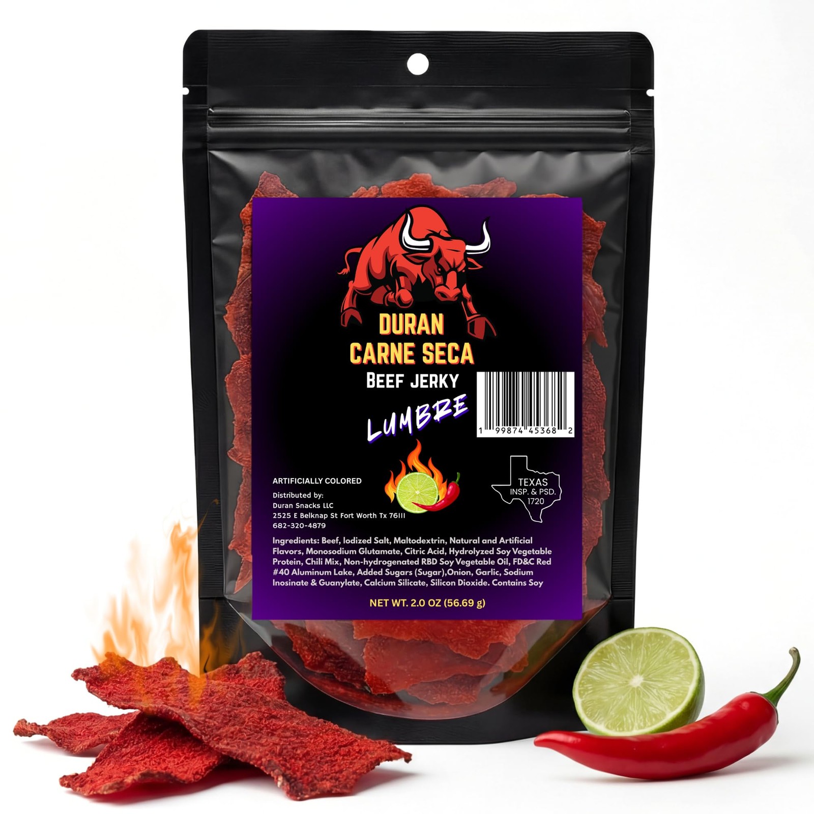 Lumbre Carne Seca - Spicy Fuego Beef Jerky Snack, Premium Mexican-Style Dried...