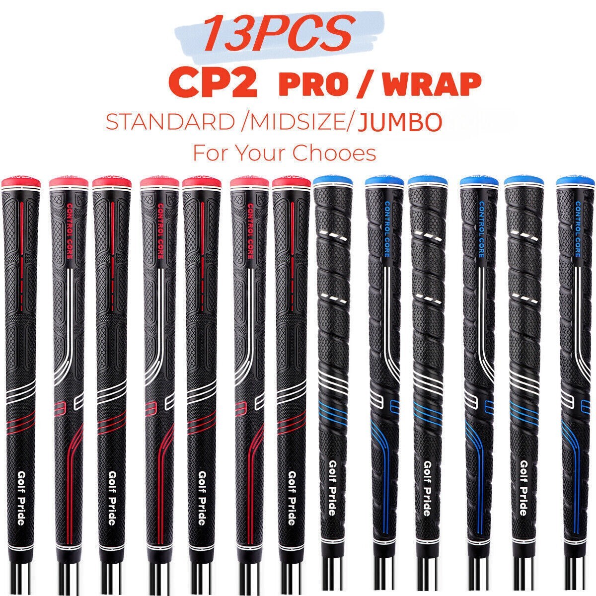13PCS CP2 Pro / Wrap Golf Pride Blue Red Standard / Midsize Golf Grips