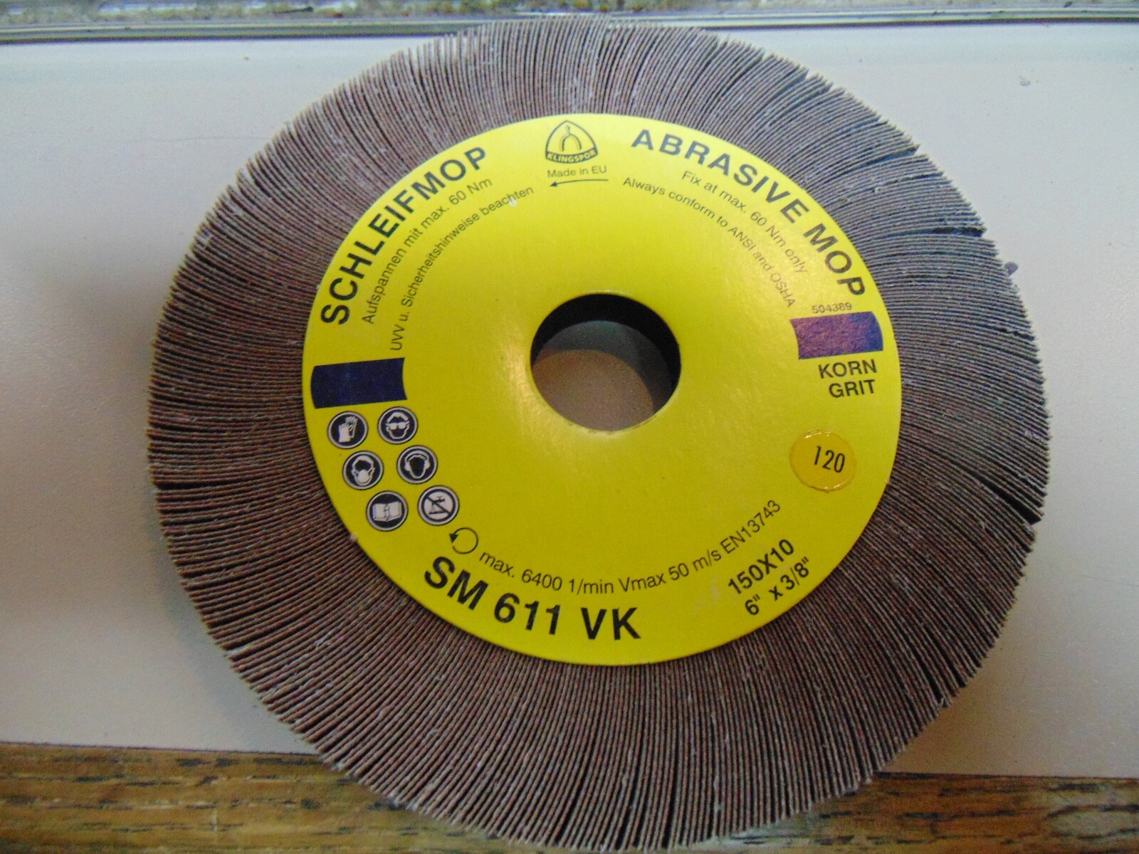 5 pack Klingspor Abrasives 6"x 3/8 x 1 flap sanding wheel disc grit 120 SM611vk