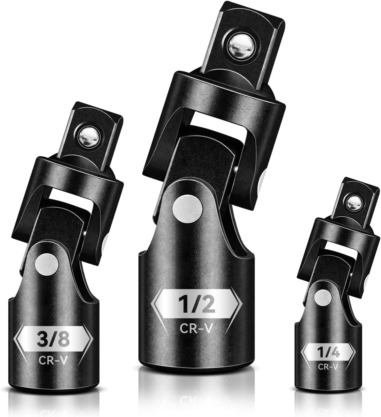 Universal Joint Set 3PCS, 1/2" 3/8" 1/4" Drive Socket Adapter Set, Premium