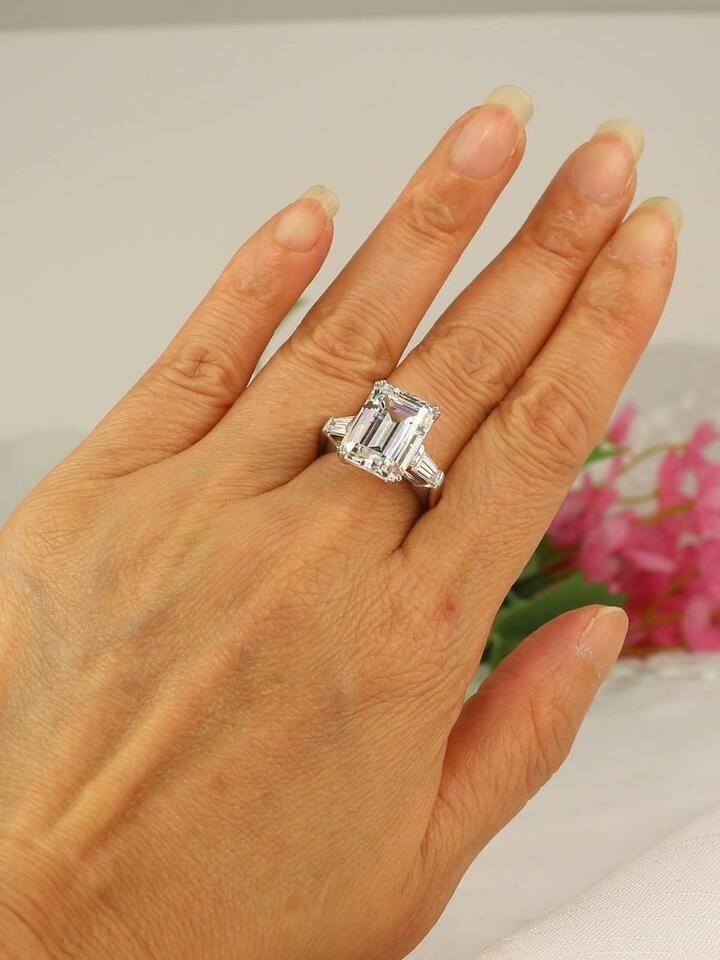 Emerald Cut Lab-Created 5.10 Ct White Diamond Wedding Ring 925 Sterling Silver