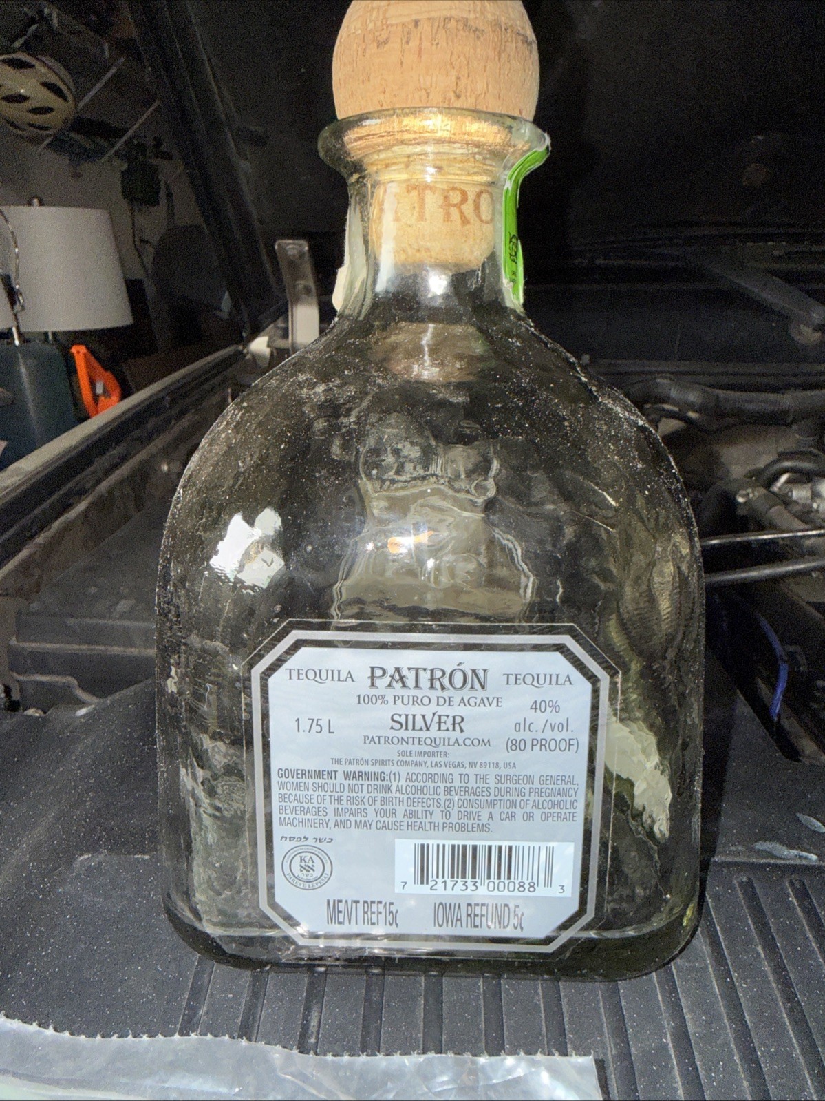 MINT 1.75 L Large Patron Silver Tequila Bottle Cork good condition