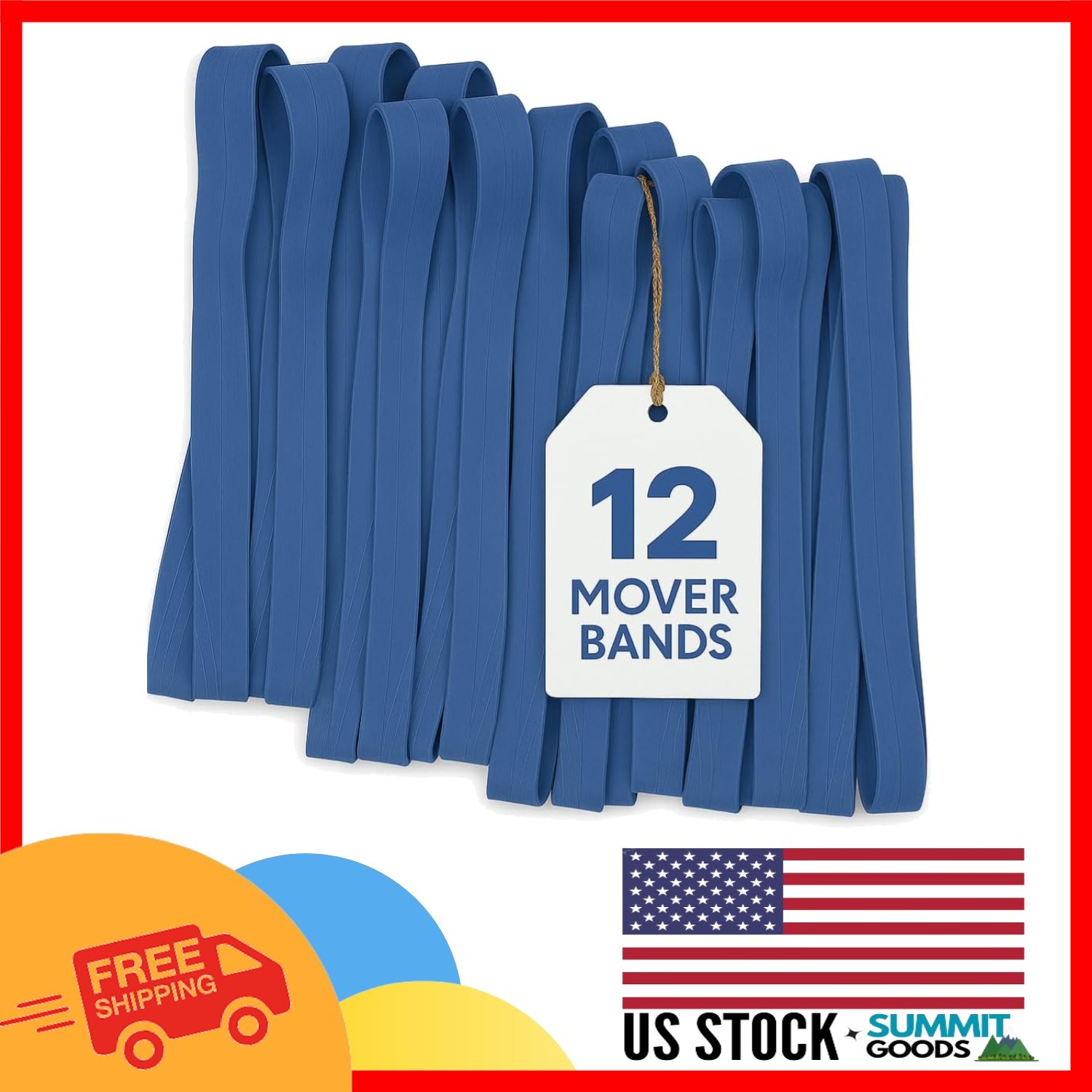 Reusable Extra Large Rubber Bands - Ideal for Moving Blankets, 12 Pack, 36" Long