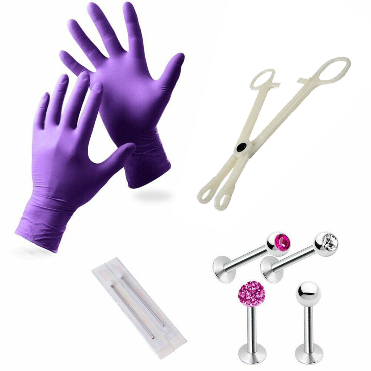 Pro Lip Monroe Piercing Kit Including Gloves Needles Forceps Studs Included