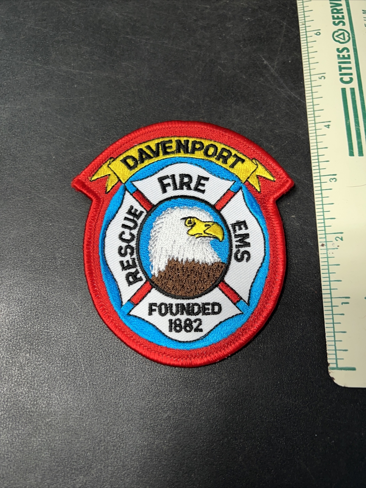 Vntg Obsolete Fire Department Patch Davenport Iowa Fire Rescue EMS