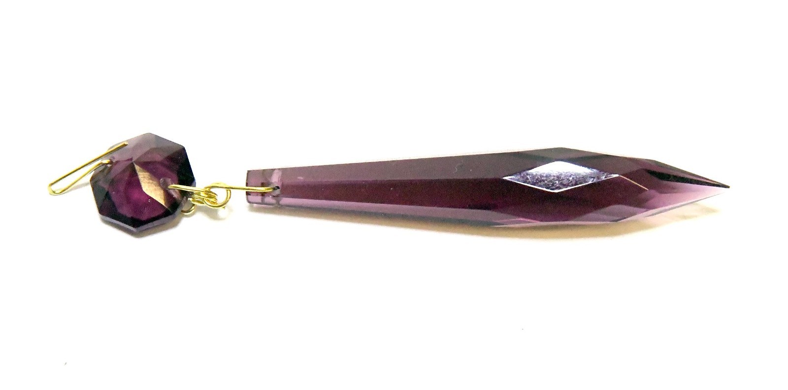 10 AMETHYST PRISM CRYSTAL DOUBLE PENDANT FOR CHANDELIER OR CRAFTS 4 INCH