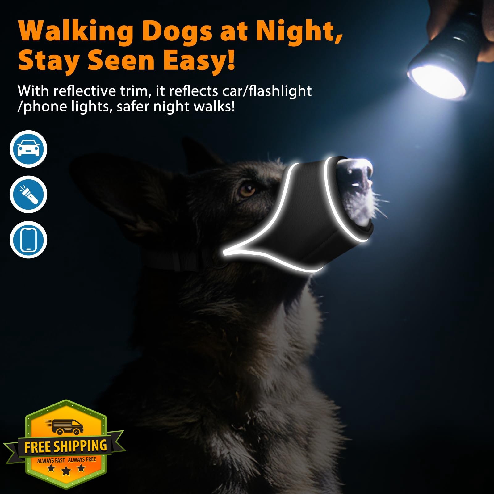 LUCKYPAW Dog Muzzle, Black M, Oxford Cloth, Anti-Bite Chewing