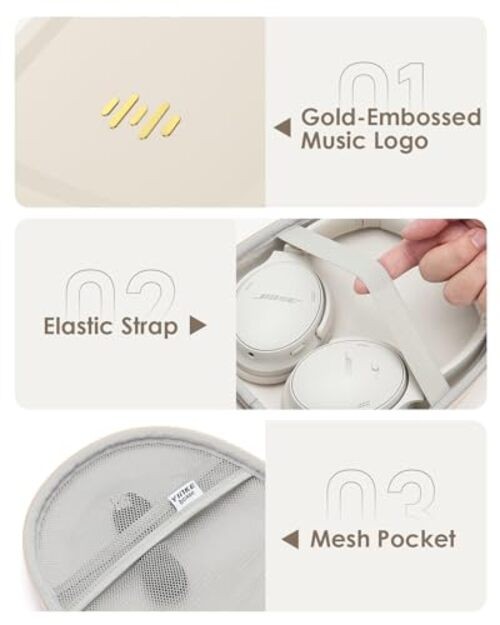 Headphone Hard Case Replacement for Bose QuietComfort Ultra QC45 QC35 Beige