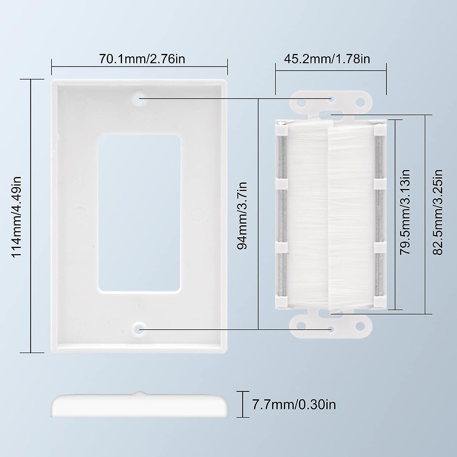 2 Pack Single Brush Wall Plate Cable Pass Through Insert For Wires Gang Access S