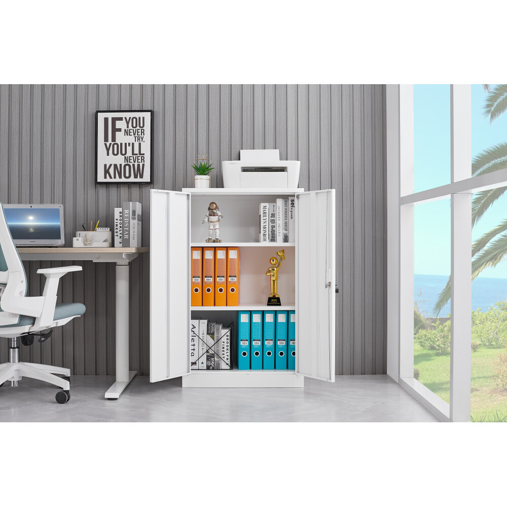 42" Adjustable Divider Folding Storage Cabinet Lockable, for Office Garage