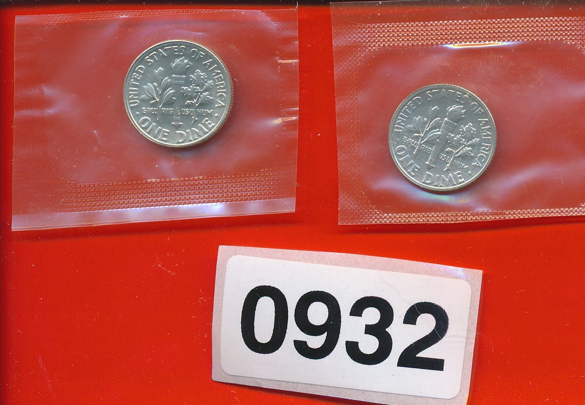 ROOSEVELT SILVER DIMEs - 1962 PROOF PAIR - MINT SEALED #0932
