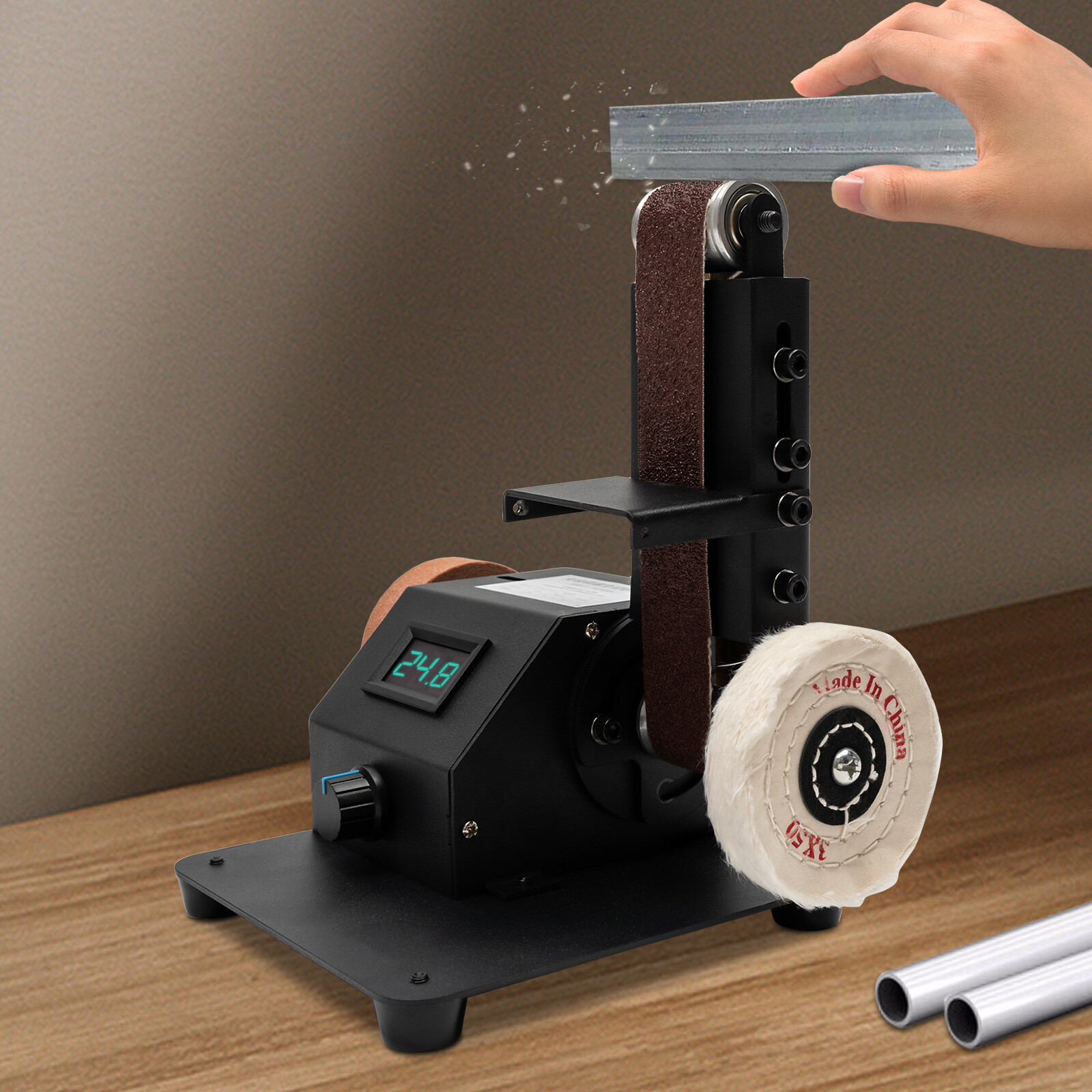 Belt Sander Bench Grinder Knife Sharpener Tool w/10 Belts Table Polishing Sander