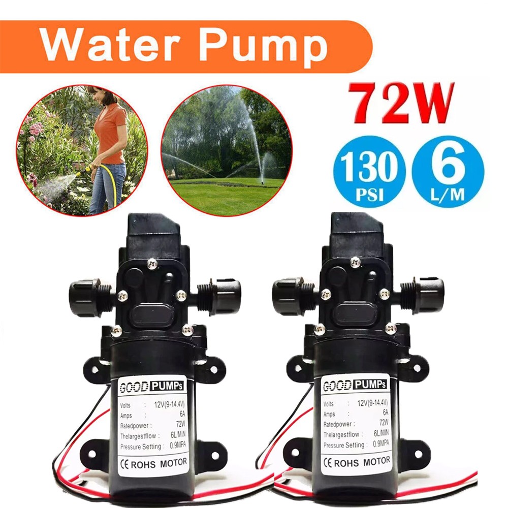 2PCS 12V Water Pump 130PSI Self Priming Diaphragm High Pressure Automatic Switch