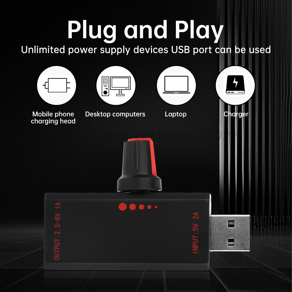 5W DC5V2A Fan Controller Stepless Speed Control w/ Switch USB Protection Type-C
