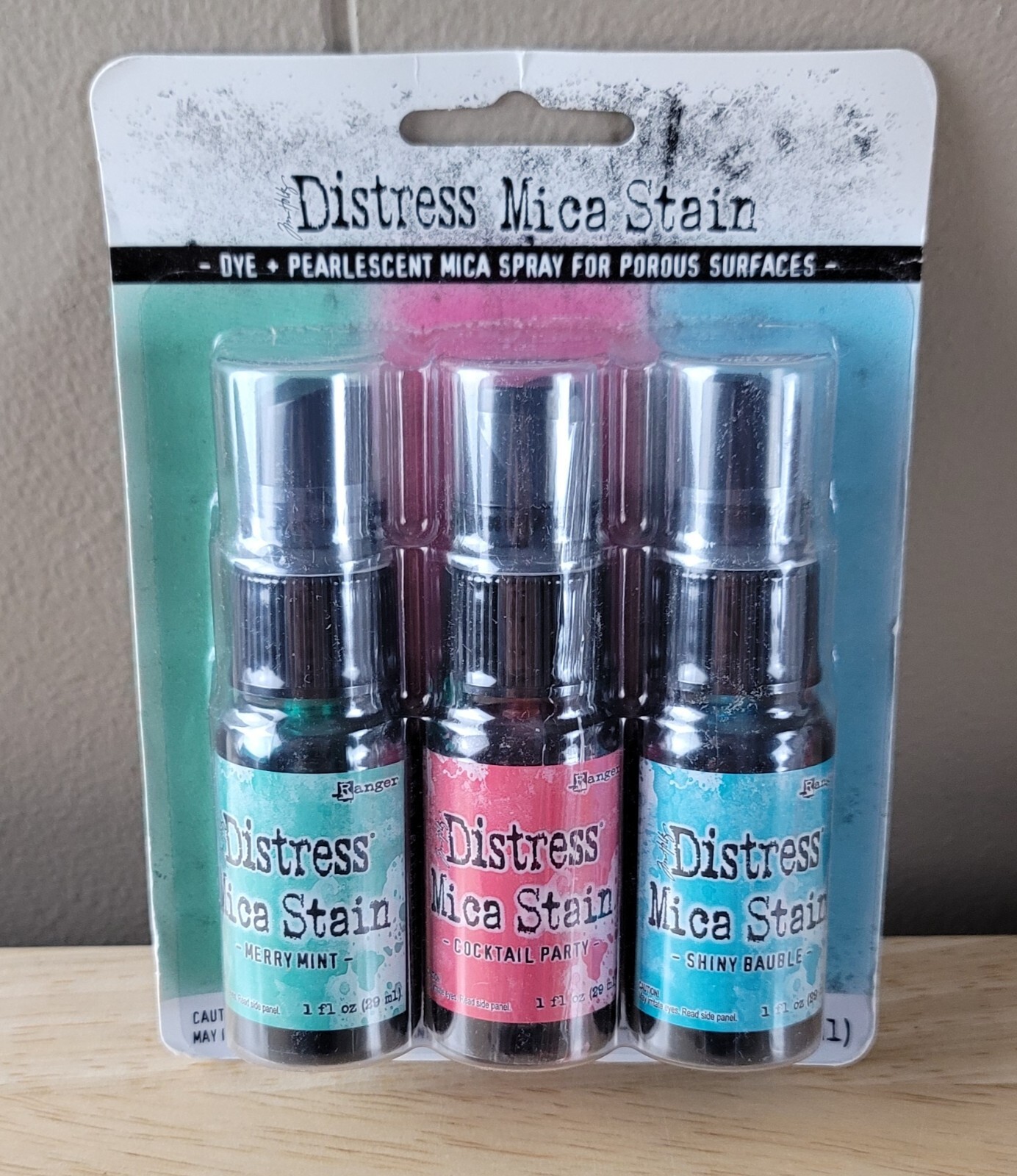 Ranger DISTRESS MICA STAIN 3 Bottle Set Merrymint-Cocktail Party-Shiny Bauble