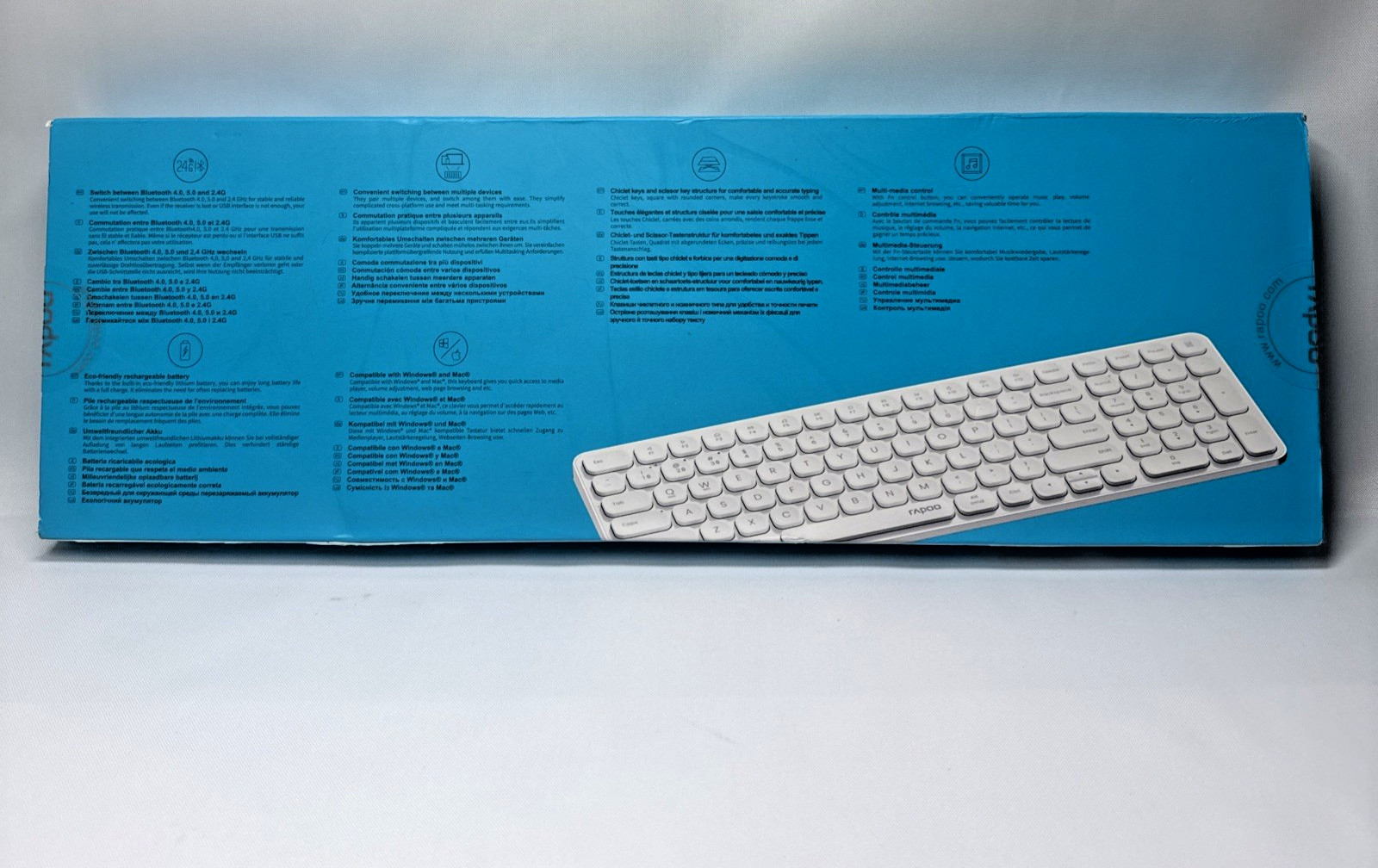 Rapoo E9350L Slim Wireless Keyboard Compatible with Mac Windows PC White