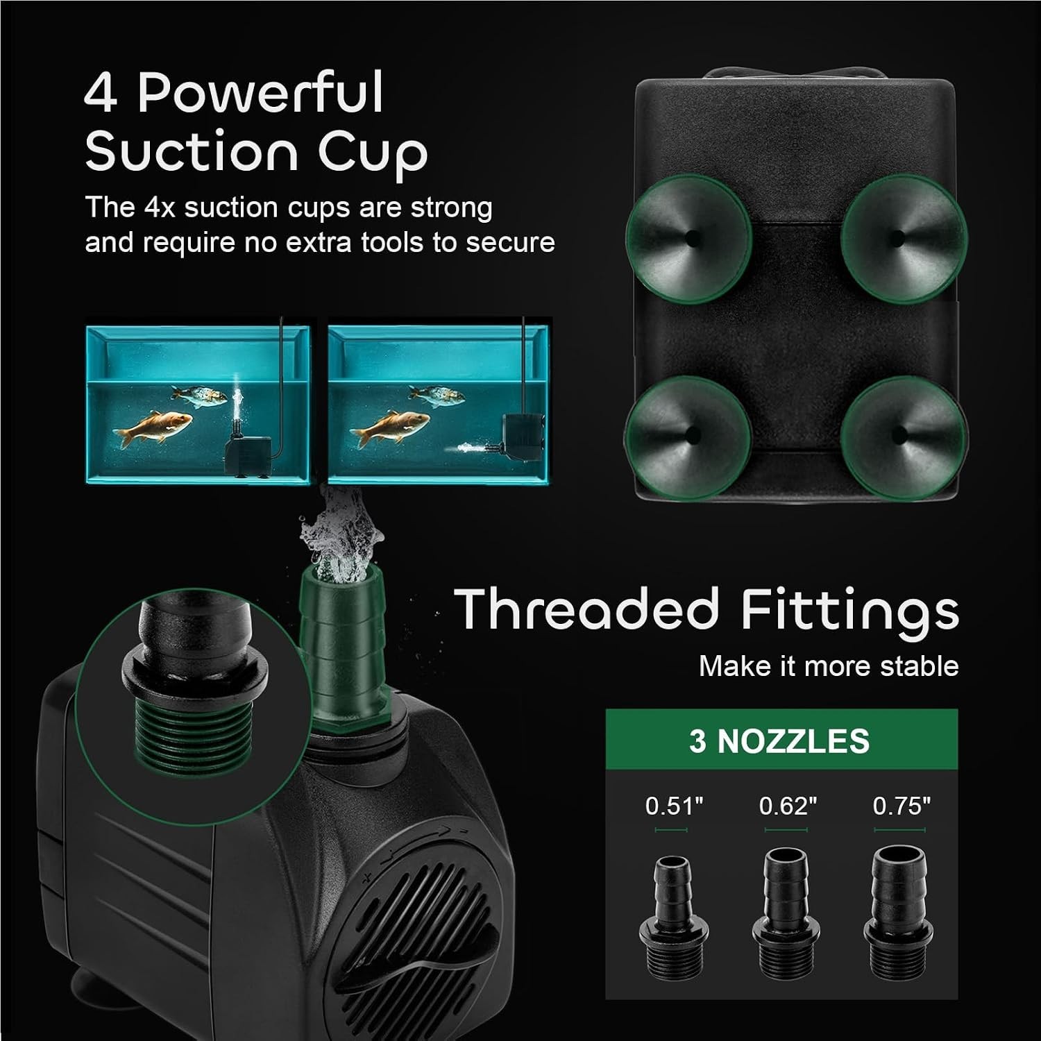 Submersible Pump with 7.2ft High Lift - 2 Pack