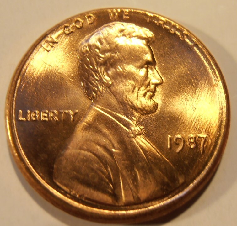 1987 P BU Lincoln Cent, FREE SHIPPING