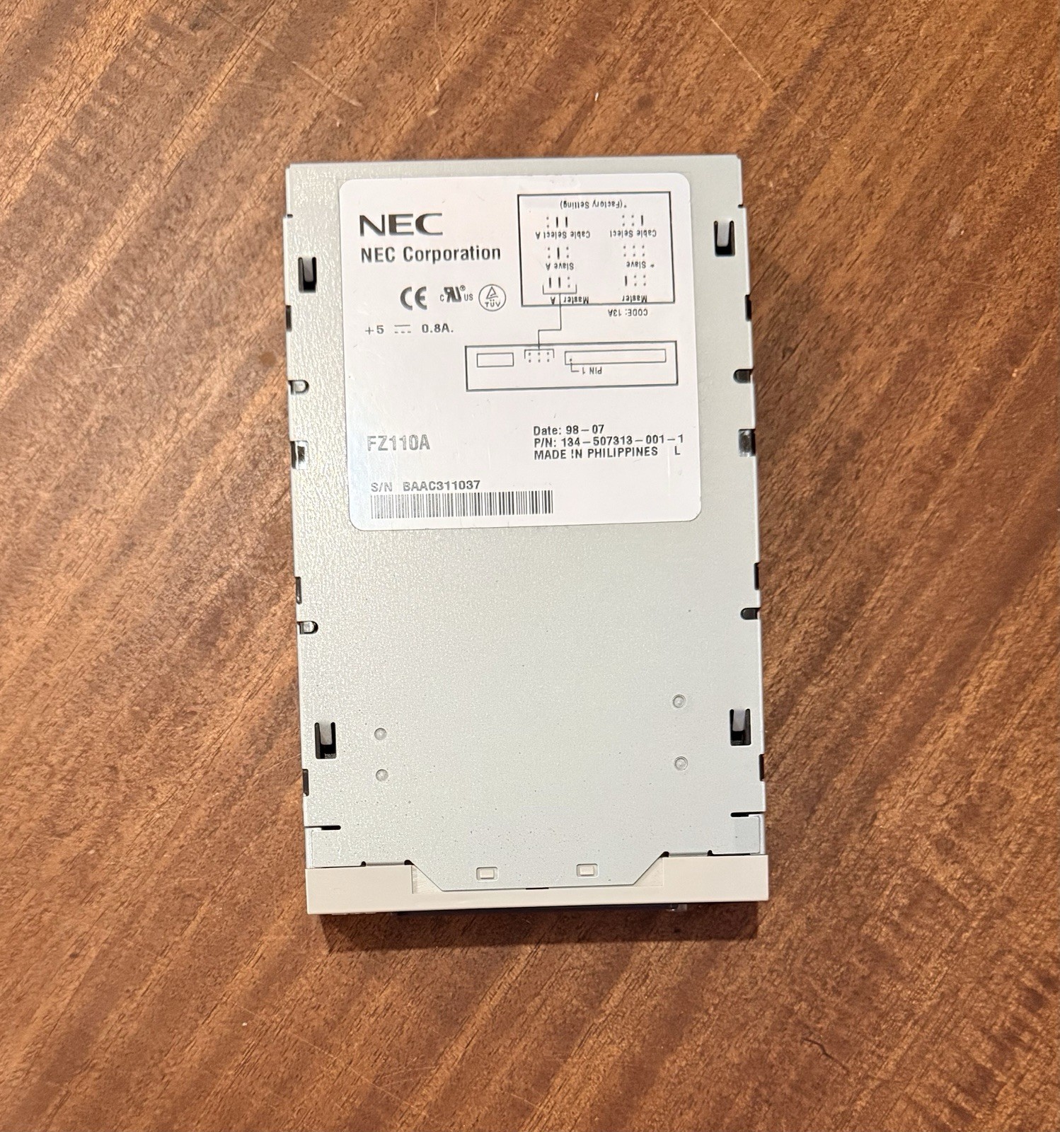 Vintage NEC FZ110A Zip 100 Internal Zip Disk Drive IDE 3.5''