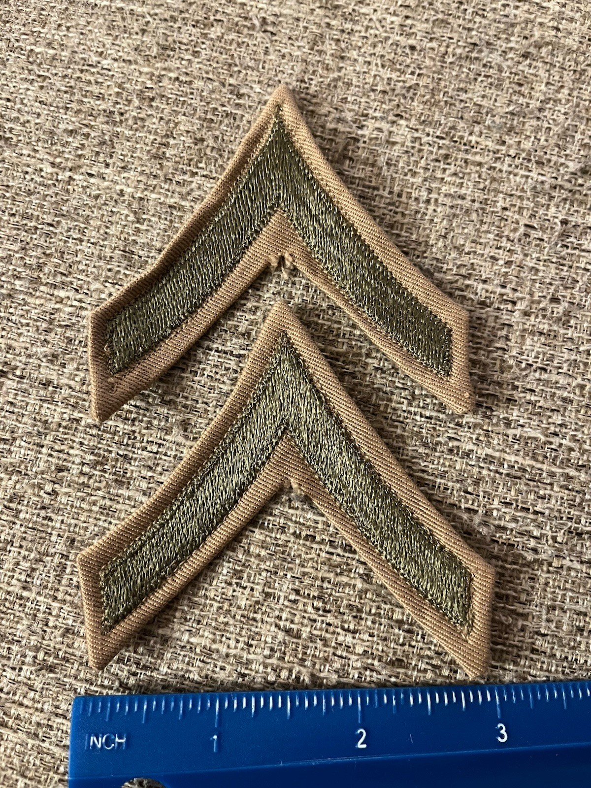 Pair Of WWII US Army Private PVT Enlisted Rank Patches Tan INV11268