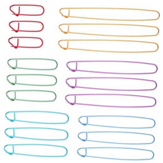 Qianyu 18 Pcs Knitting Stitch Holders Aluminum Colorful Yarn Stitch Holder