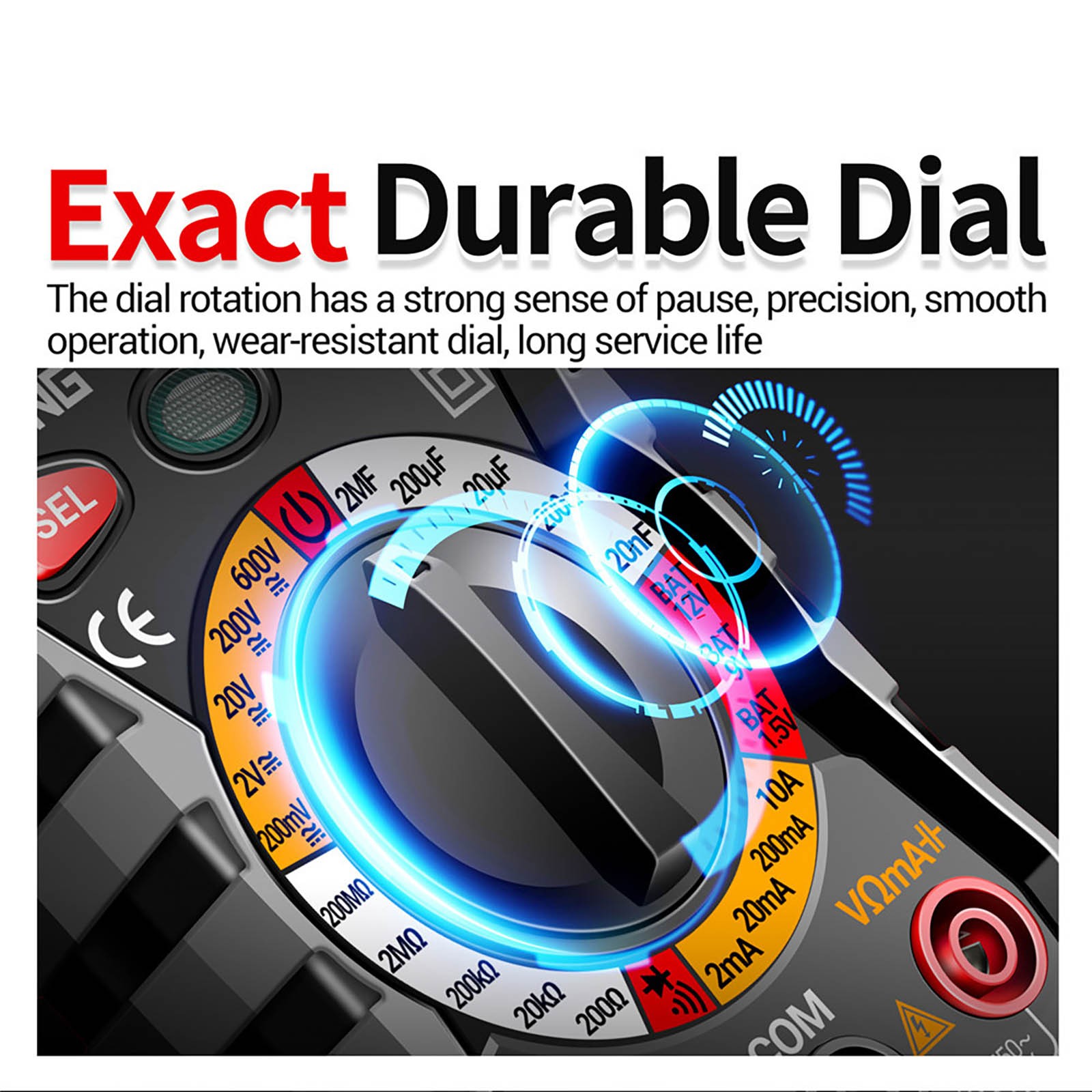 Versatile Digital Multimeter w Test Leads Measures Volt Amp Ohm Capacitance