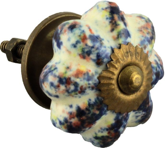 1-3/4" Speckled Ceramic Knob White & Brown