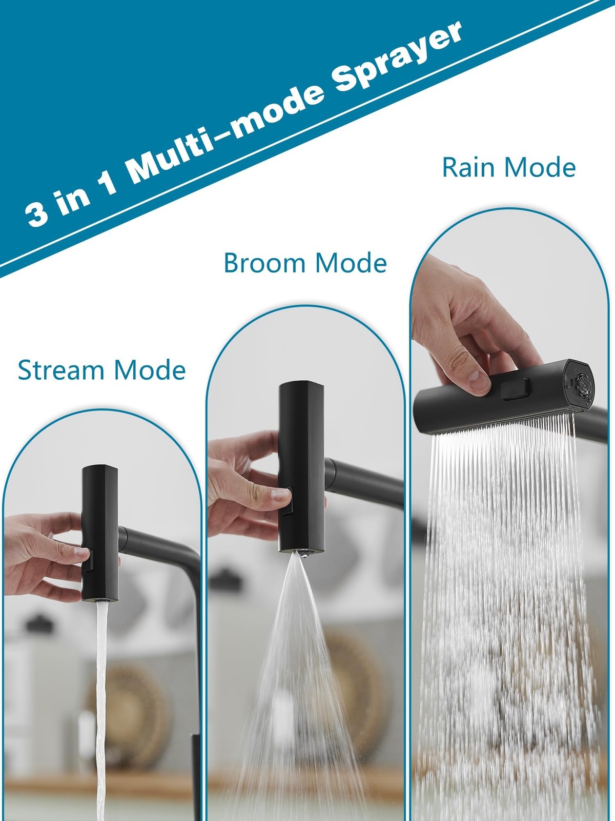JOOM JU011B01 Kitchen Faucet with Pull Down Sprayer Matte Black