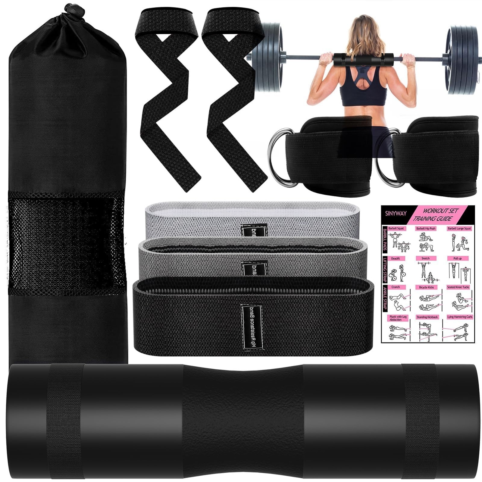 10 PCS Barbell Pad Set for Squat, Hip Thrusts Pad for Squats,Bench Press with...