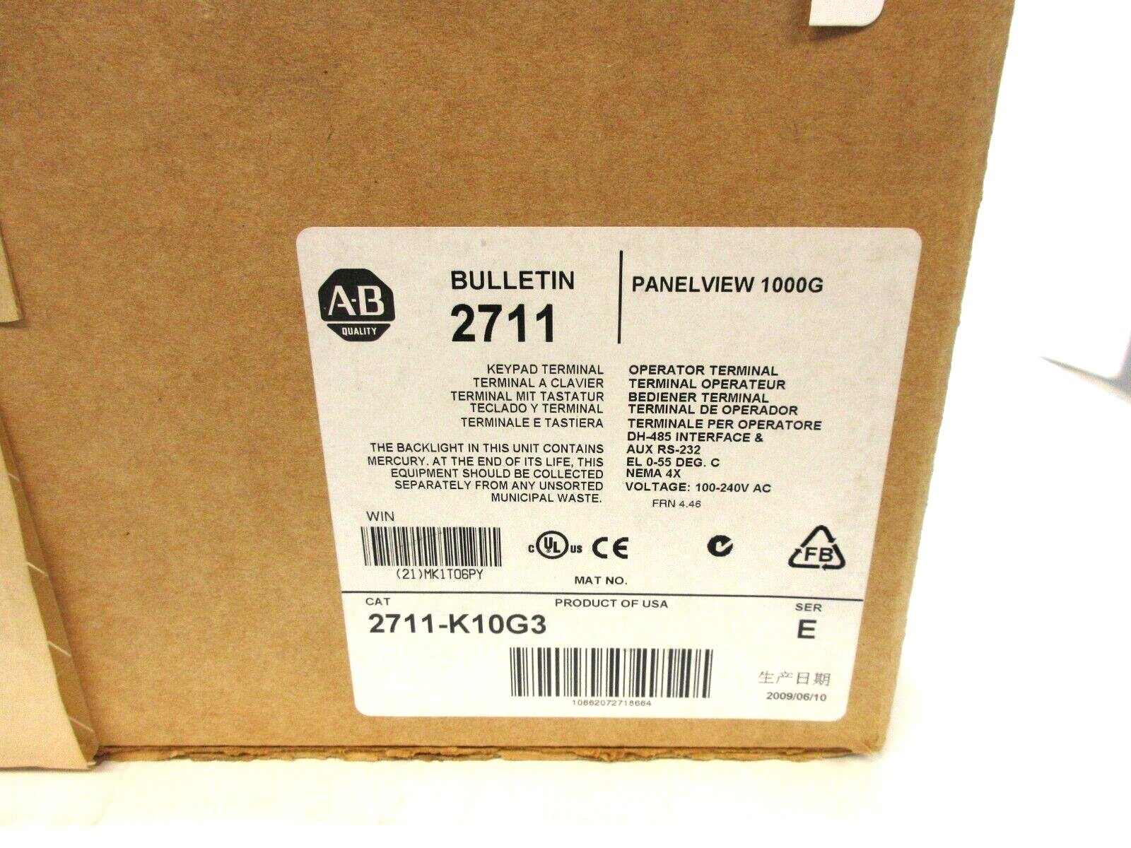 1PC NEW AB 2711-K10G3 Ser. E PanelView 100G Keypad Operator Terminal. Sealed PLC