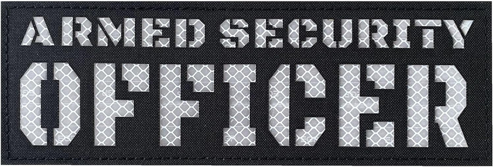 Reflective Security Officer Patch - Hook and Loop, Laser Cut (Black/White)
