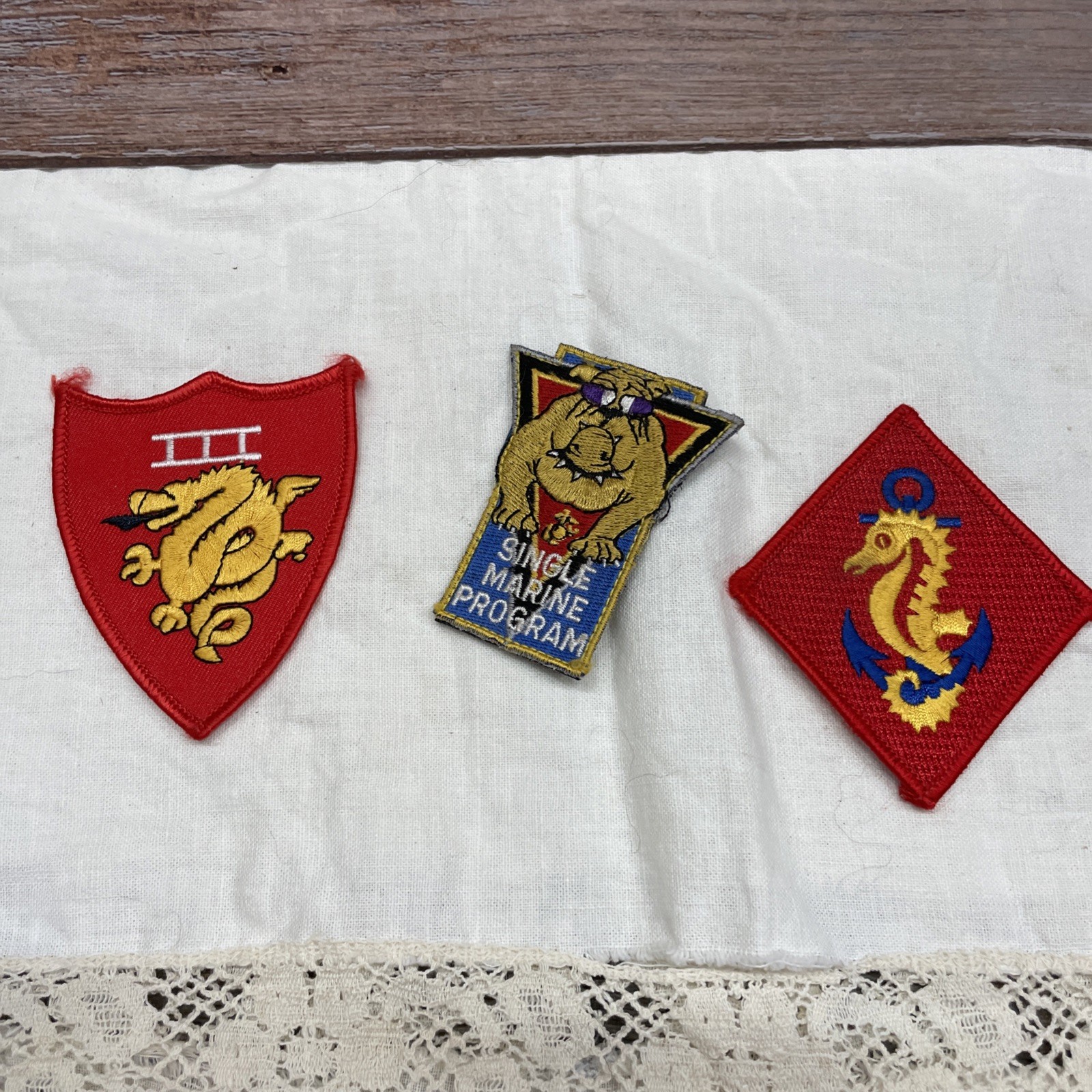 Mixed Lot Of 3 Embroidered  Military Patches United States Marine Corps, Marines