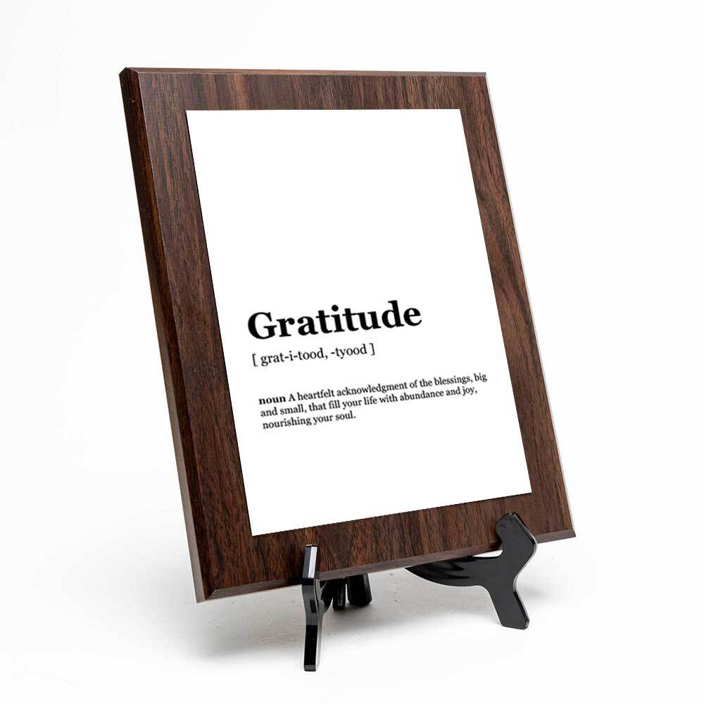 Gratitude Dictionary Definition Decorative Wall Plaque With Easel Acrylic Stand
