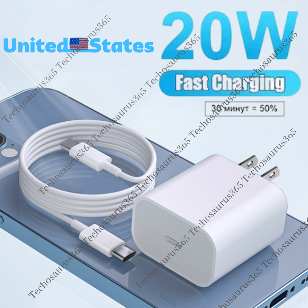 For iPhone 11/12/13 Pro 20W USB-C Fast Charger PD Charger Adapter PD Cable Cord