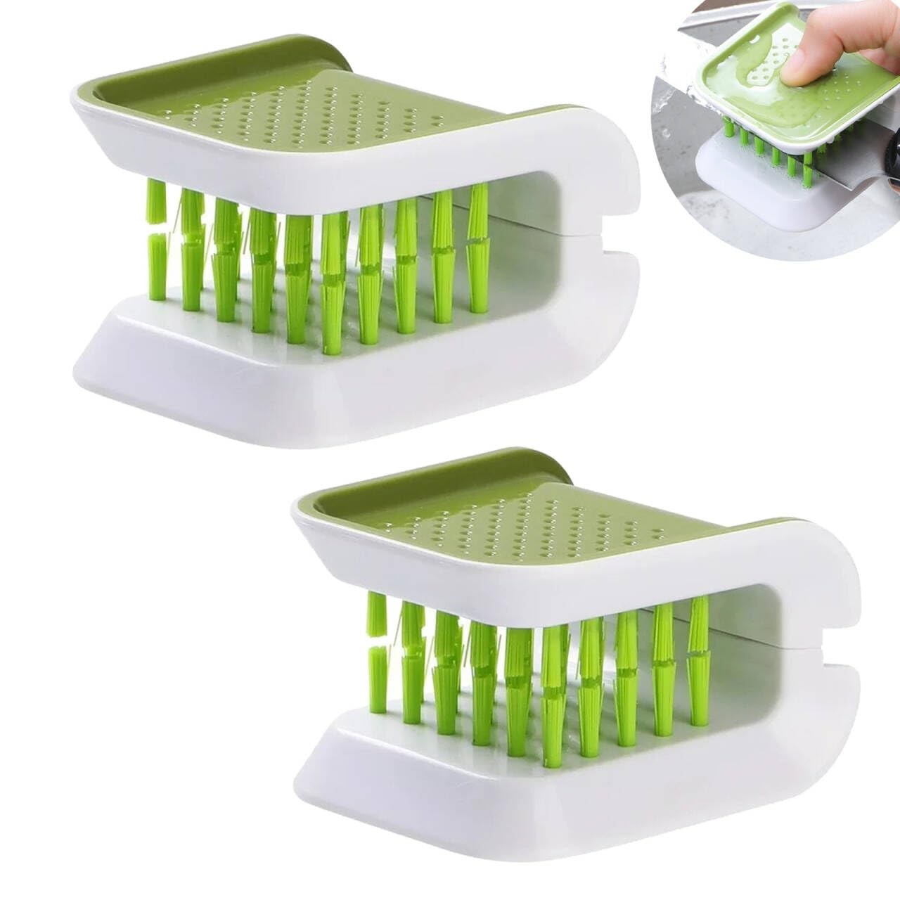 coppialu 1 Pack 2 Pcs Car Seat Belt Cleaning Brush, Multi-Functional Green
