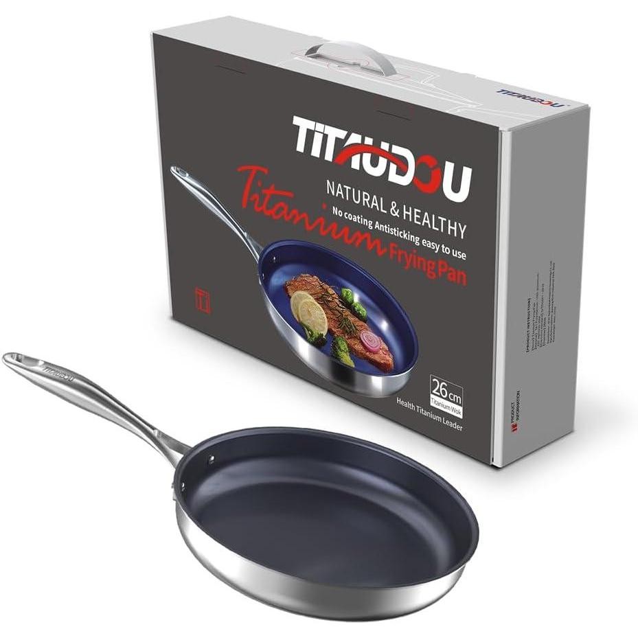 Titanium Alloy Stainless Steel 10-inch PFAS-Free PFOA-Free Non-Stick Pan Dishwas