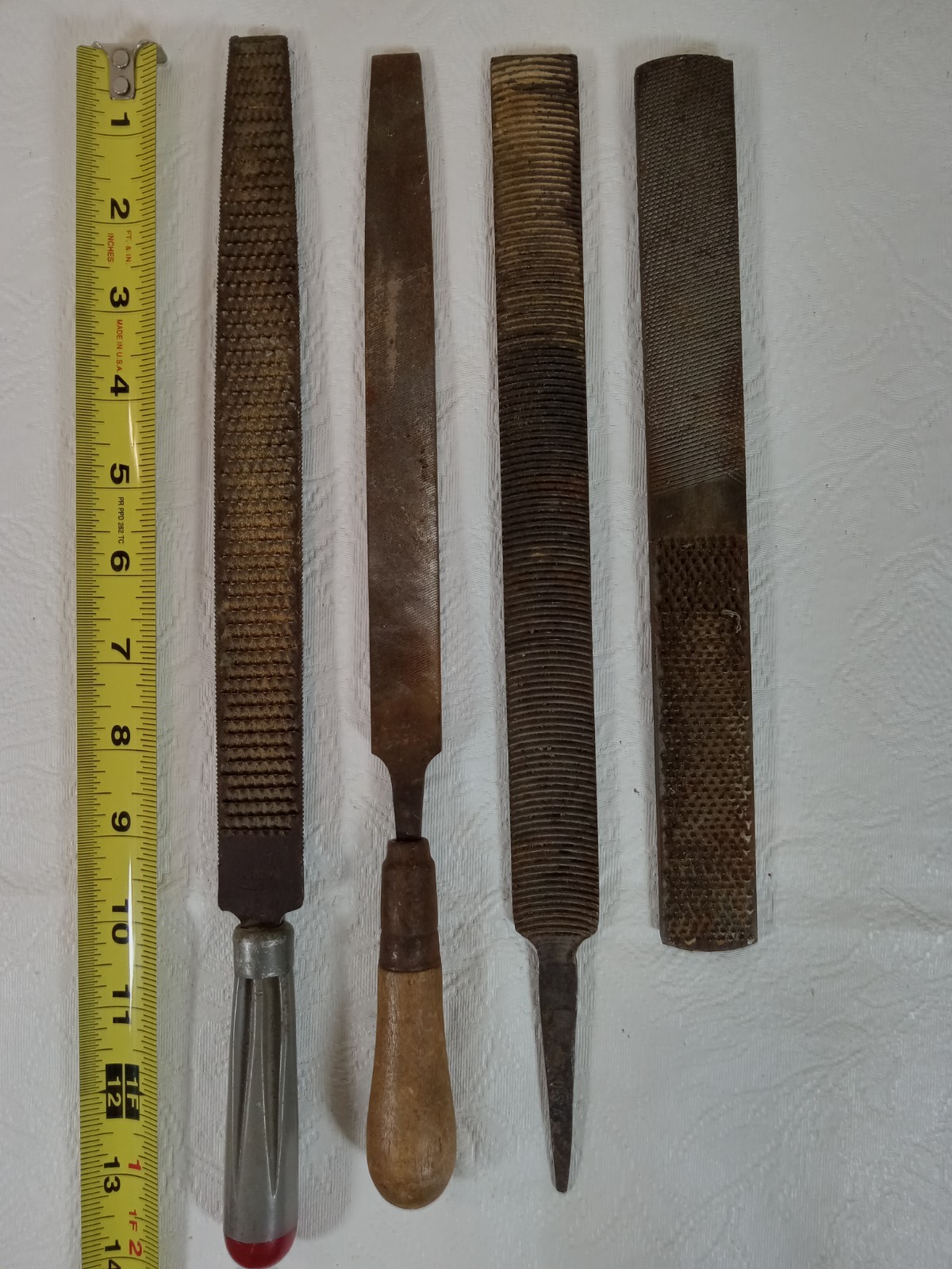 Lot of 4 Mill Bastard Lathe Wooden Round Smooth Files USA VTG