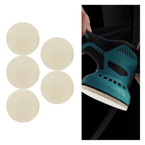 5PCS Car Glass Polishing Pads, 5" Wool Felt Buffing Wheel Polishing Pad 5IN