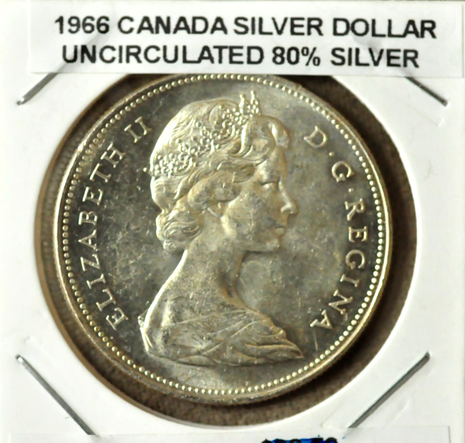 1966 Canada 1 Dollar Uncirculated Silver Coin Voyageur 80 Percent Fine Voyageur