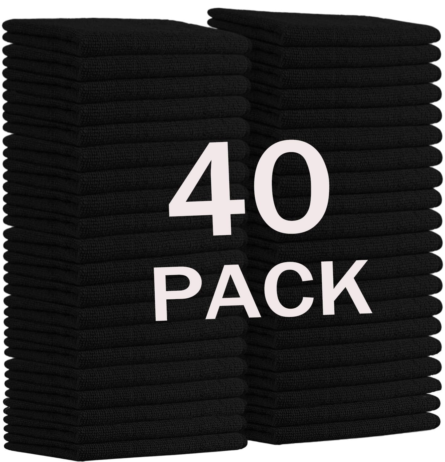 12" x 12" Black Microfiber Cleaning Cloth,40Pack Multi-Purpose Reusable Clean...