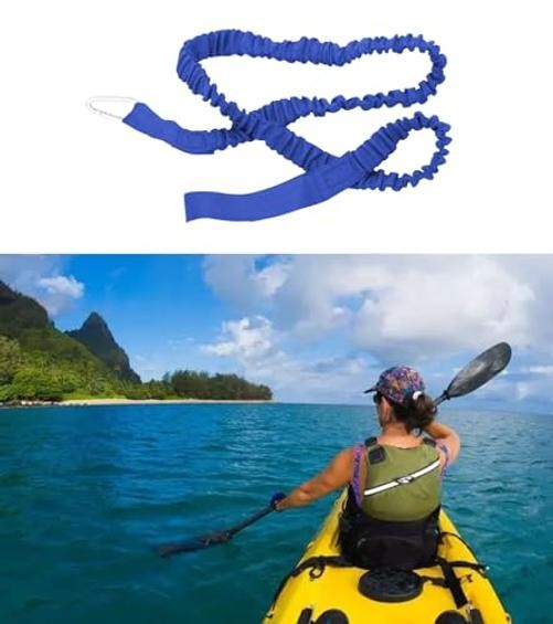 55"(140cm) Stretchable Kayak Paddle Leash - 2 Pcs - Blue
