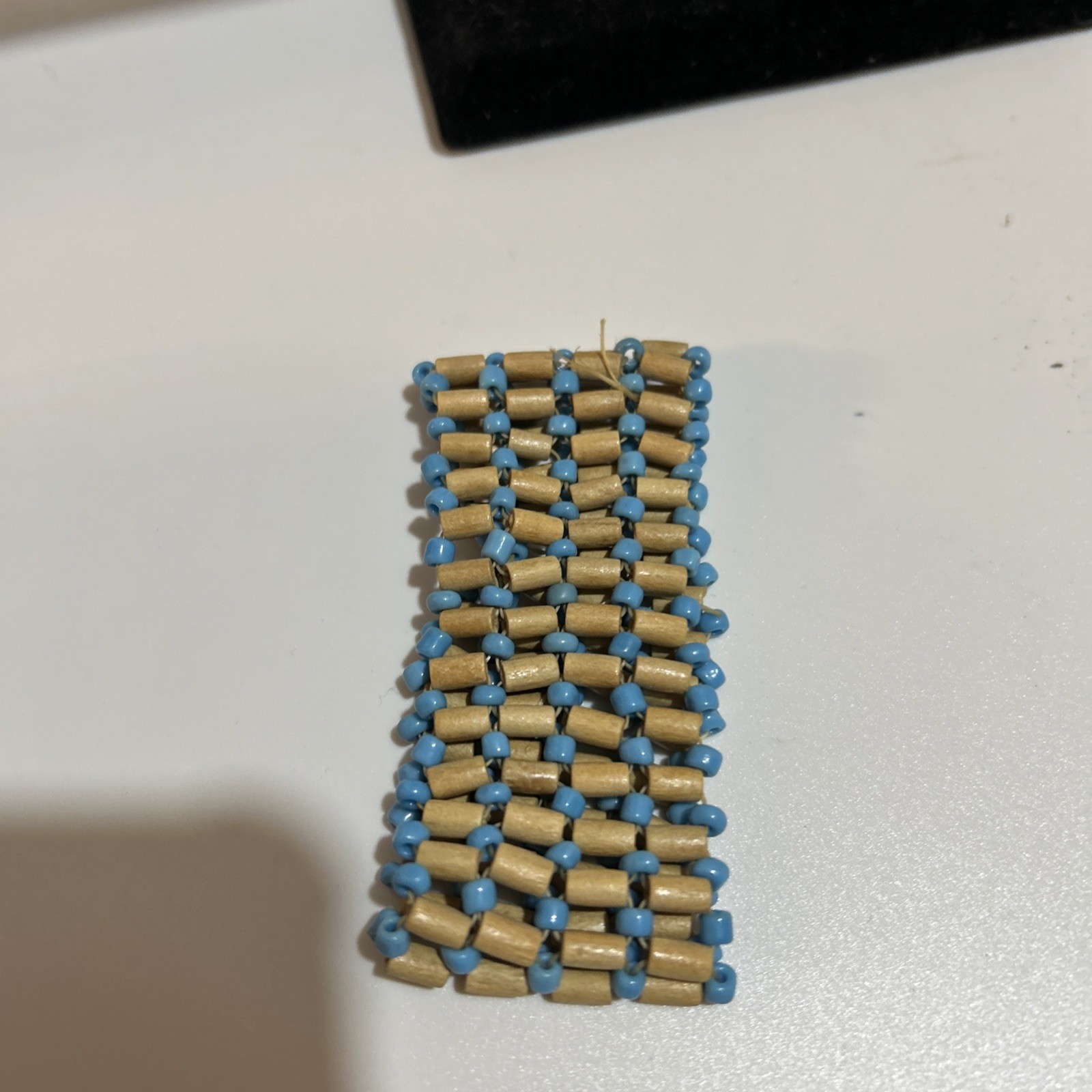 Handmade Tan And Turquoise Colored Beaded Bracelet Stretch