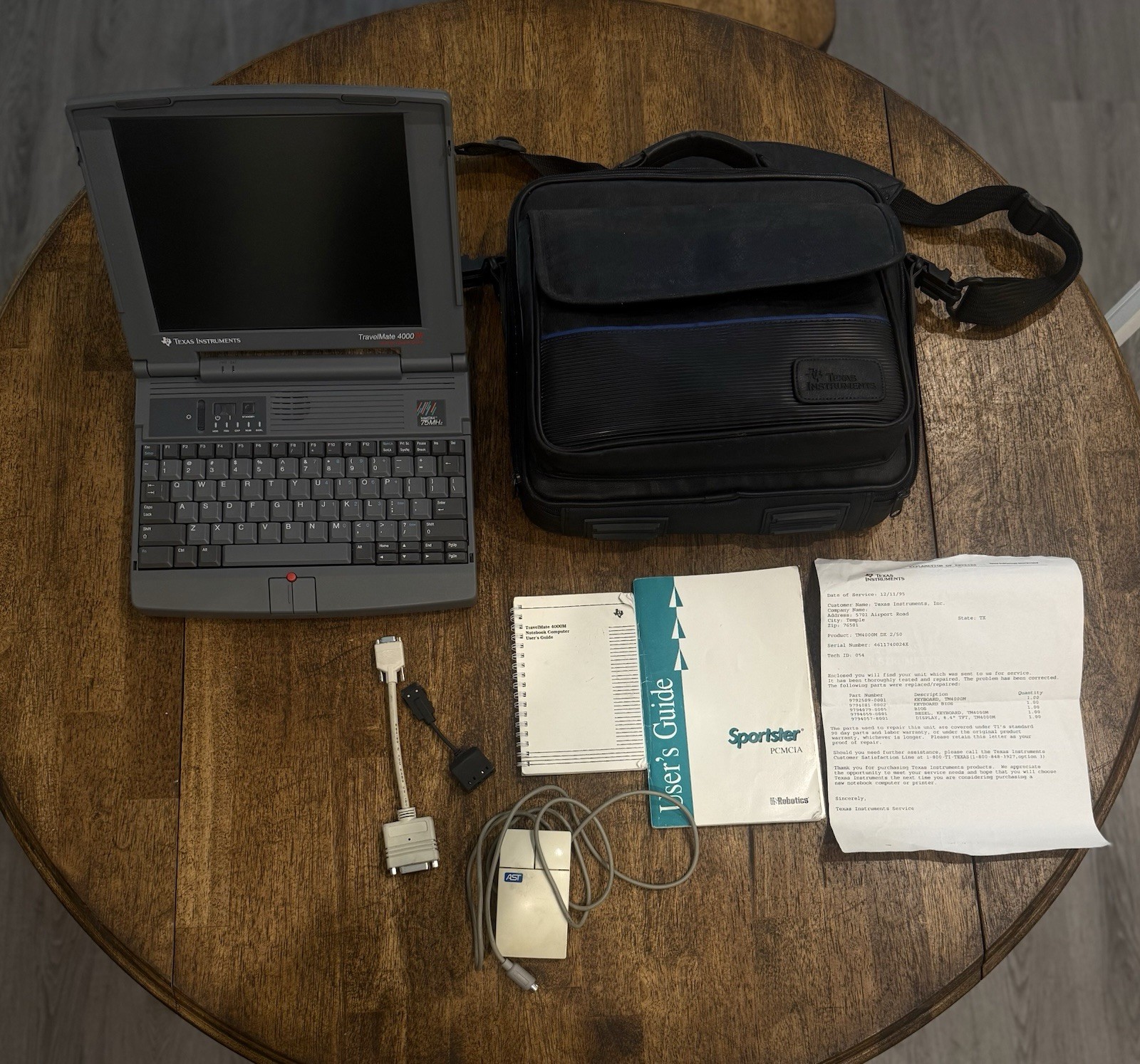 Texas Instruments TravelMate 4000M Vintage Laptop with Bag, Manuals, NO CHARGER